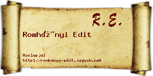 Romhányi Edit névjegykártya